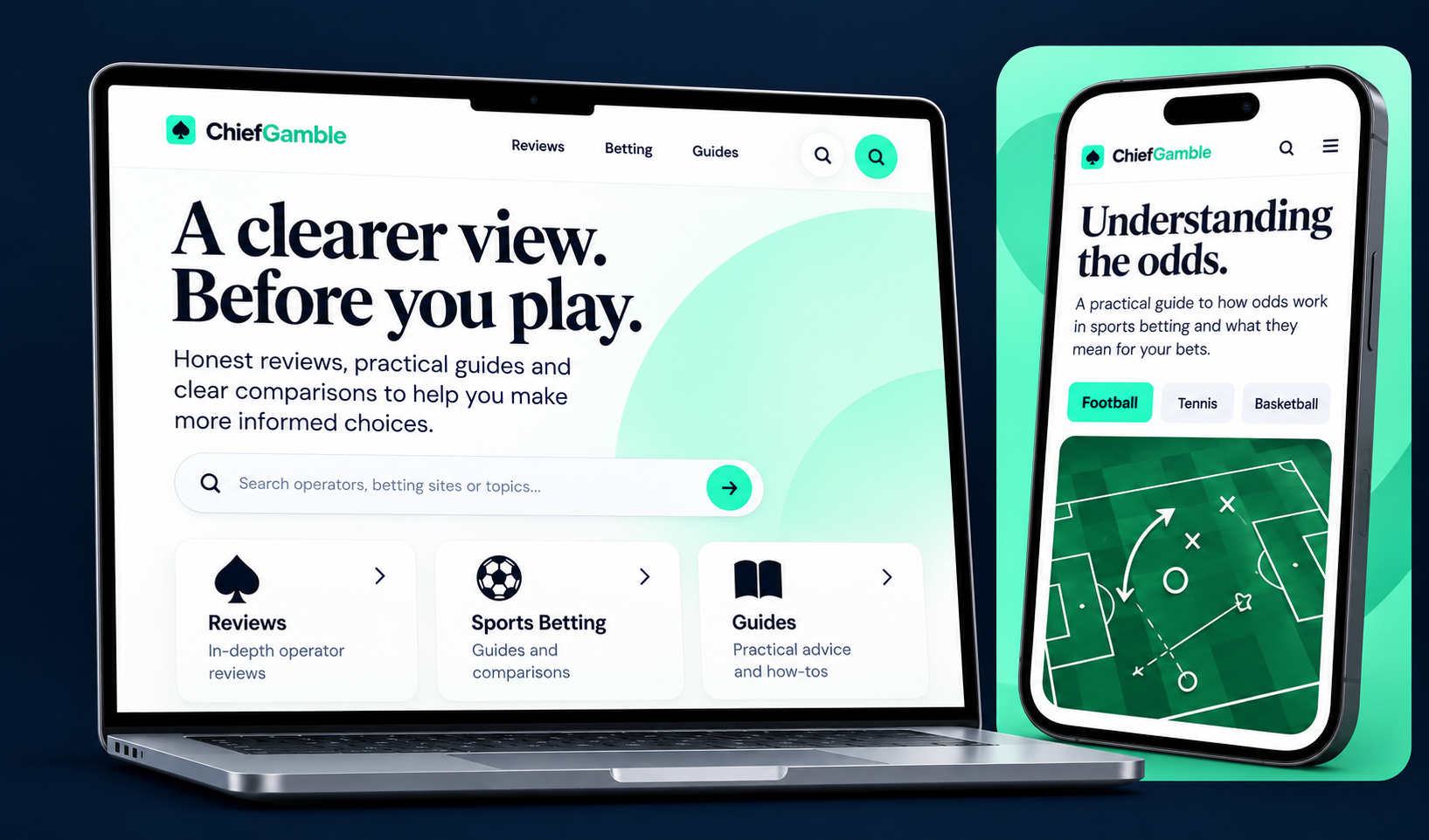 ChiefGamble website preview on laptop and mobile